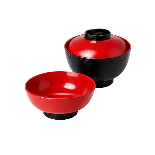 給食や和食提供に使いやすい漆器の線画アイコン