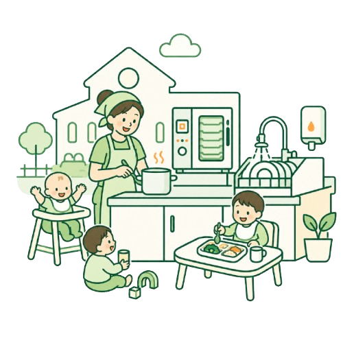 保育施設向け厨房活用イメージのイラスト