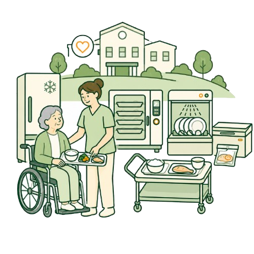介護施設向け厨房活用イメージのイラスト